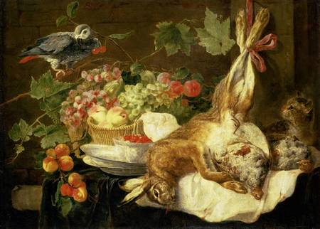 Still Life with Hare, Fruit and Parrot from Jan Fyt