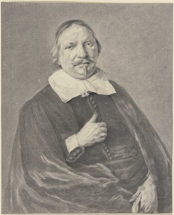 Brustbild eines Mannes mit Schnurr und Zwirbelbart, im Mantel die rechte Hand auf der Brust from Jan Gerard Waldorp
