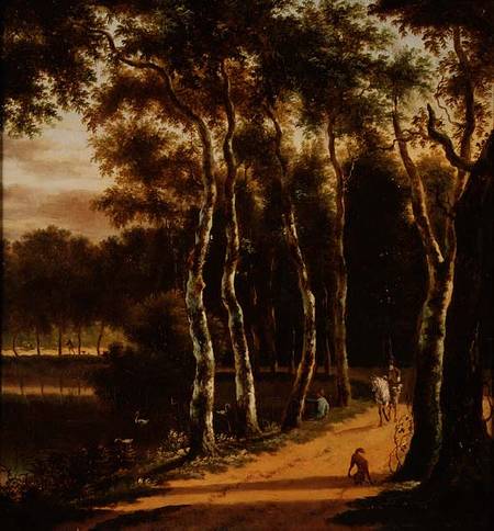 An Avenue of Birches Beside a River from Jan Hackaert
