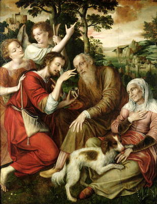 Tobias Curing his Father's Blindness, 1563 (oil on panel) from Jan Massys or Metsys