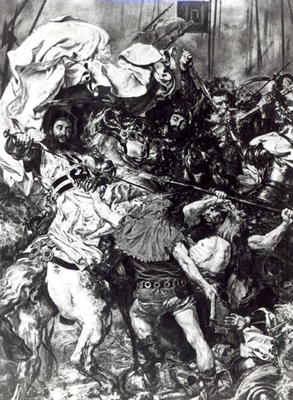 The Battle of Grunwald on 15th July 1410, detail depicting the death of the Grand Master Ulrich von from Jan Matejko