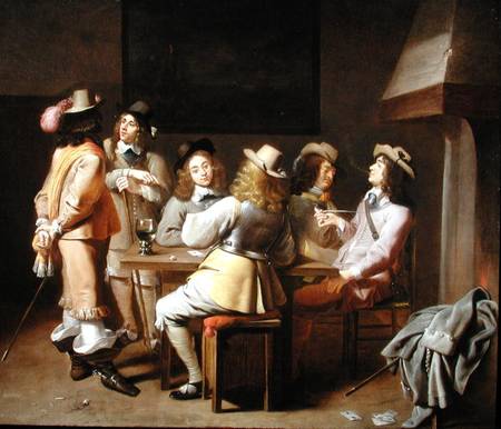 A Guardroom with Soldiers Playing Cards and Smoking at a Table from Jan Olis