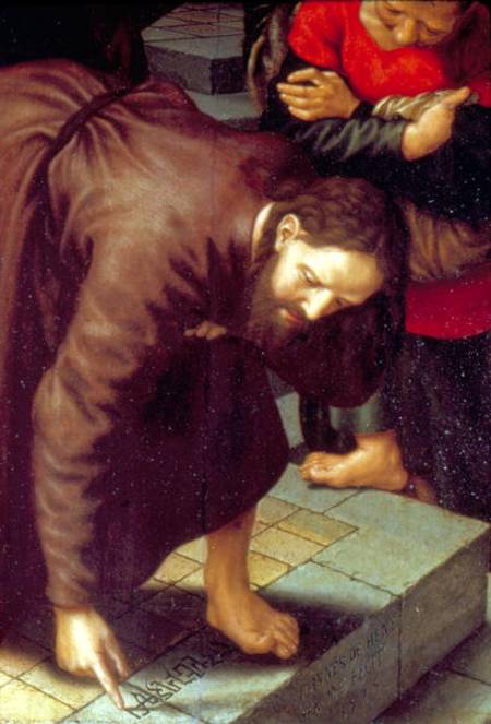 Christ and woman taken in adultery  (detail of 231478) from Jan Sanders van Hemessen