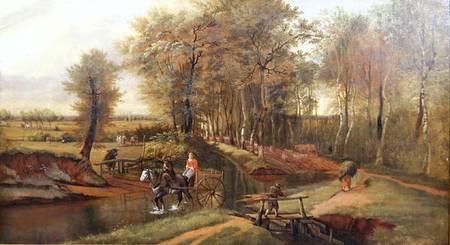 A Wooded River Landscape with Figures, Horse and Cart from Jan Siberechts