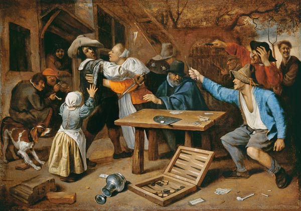 The quarrel at the pack of cards from Jan Havickszoon Steen