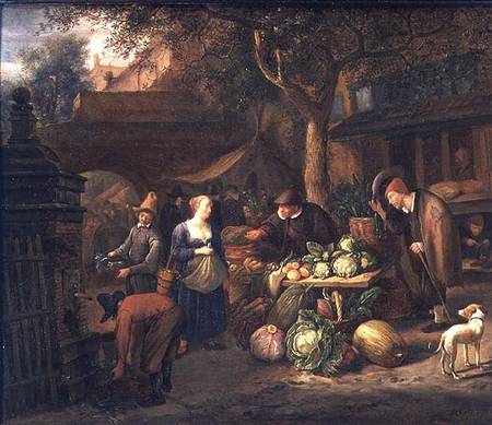 Market Scene (panel) from Jan Havickszoon Steen