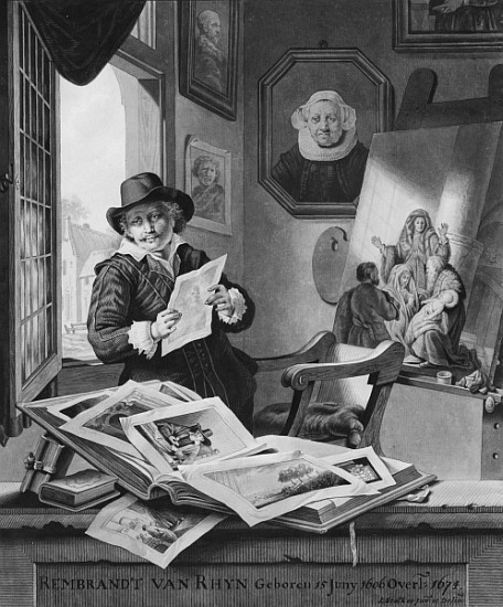 Rembrandt in his studio from Jan Stolker