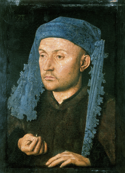 Portrait of a man with a blue headgear from Jan van Eyck