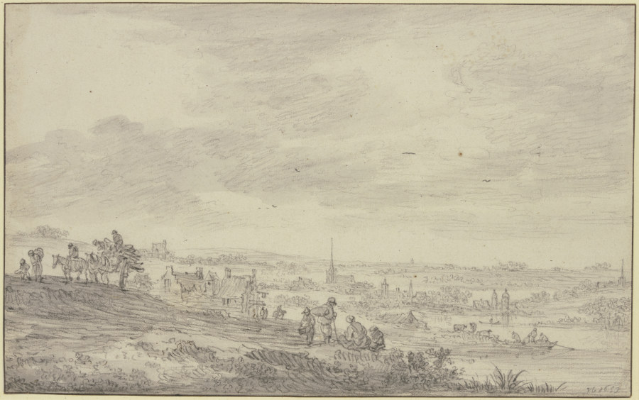 Blick über eine weite Landschaft mit Kirchturm from Jan van Goyen
