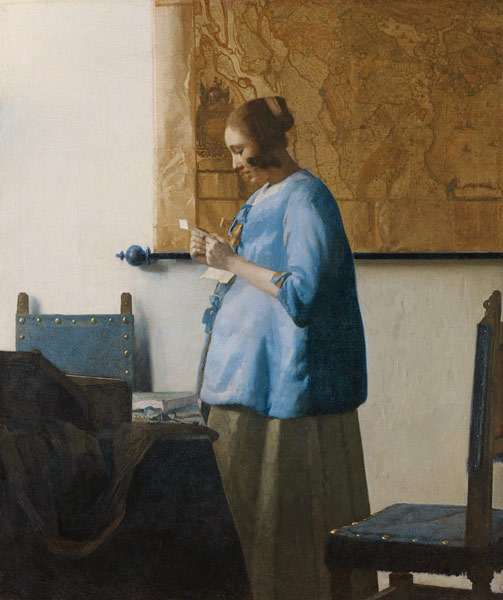 Woman in Blue Reading a Letter from Johannes Vermeer