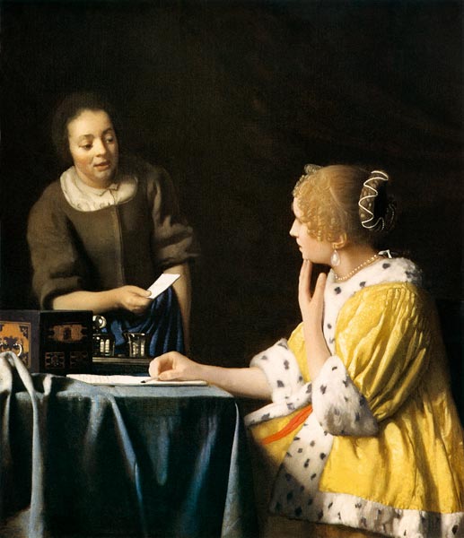 Lady with her Maid holding a Letter from Johannes Vermeer