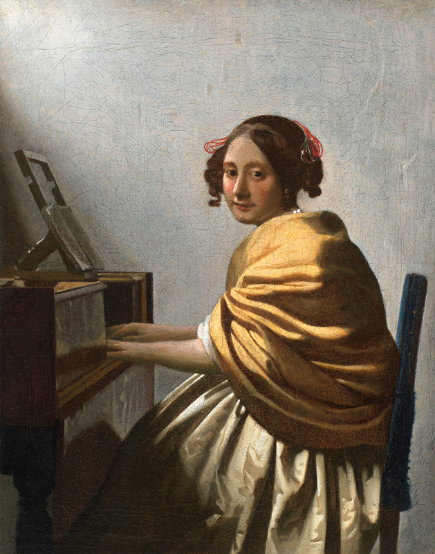 A Young Woman seated at a Virginal from Johannes Vermeer