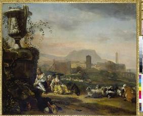 Roman landscape with shepherds and herd