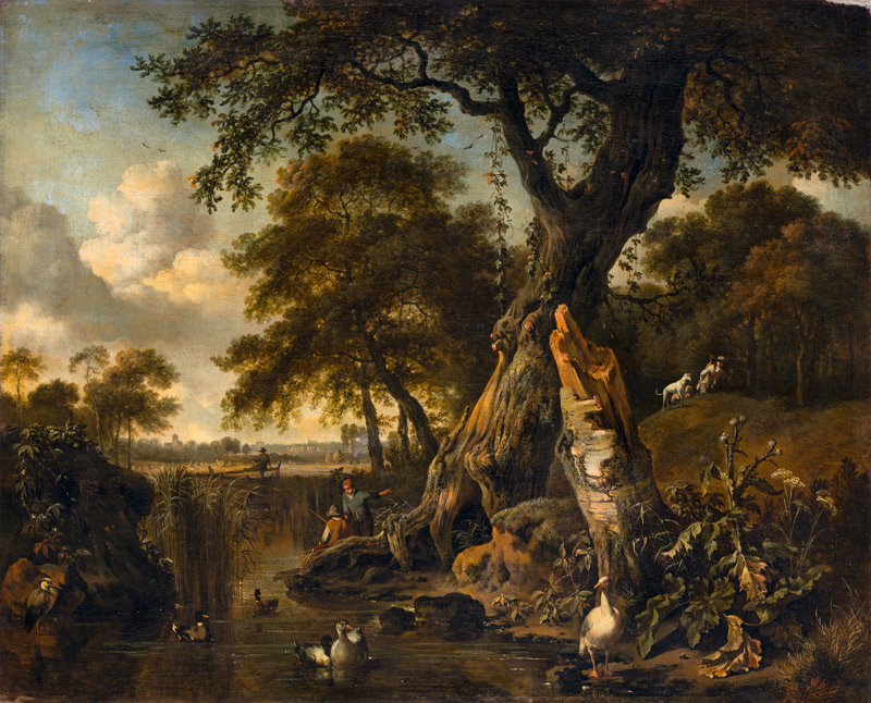River Landscape with Fisherman and Hunter from Jan Wijnants