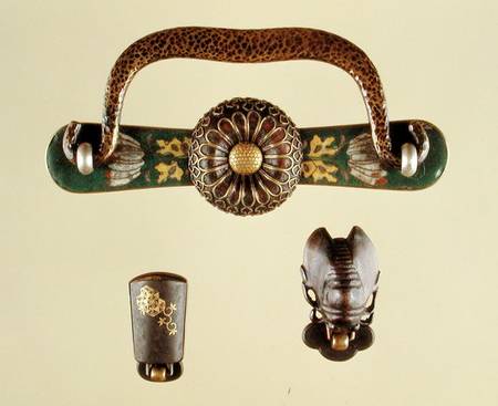Ornamental drawer handles (copper & cloisonne enamel) from Japanese School