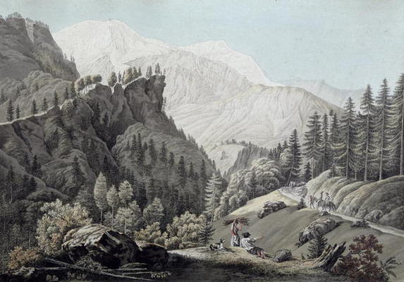 View of the Chamonix Valley, 1789 (coloured engraving) from Jean Antoine Linck