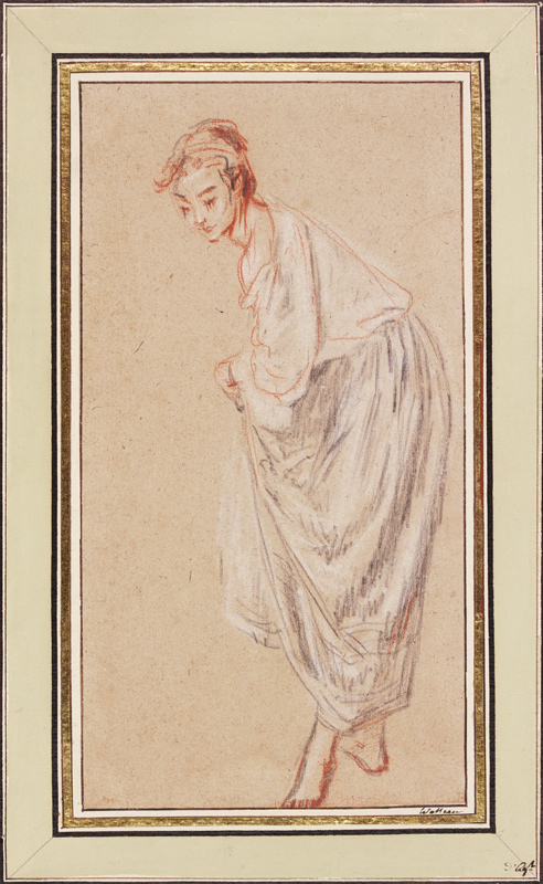 Standing Girl; barefoot, lifting her skirt from Jean-Antoine Watteau