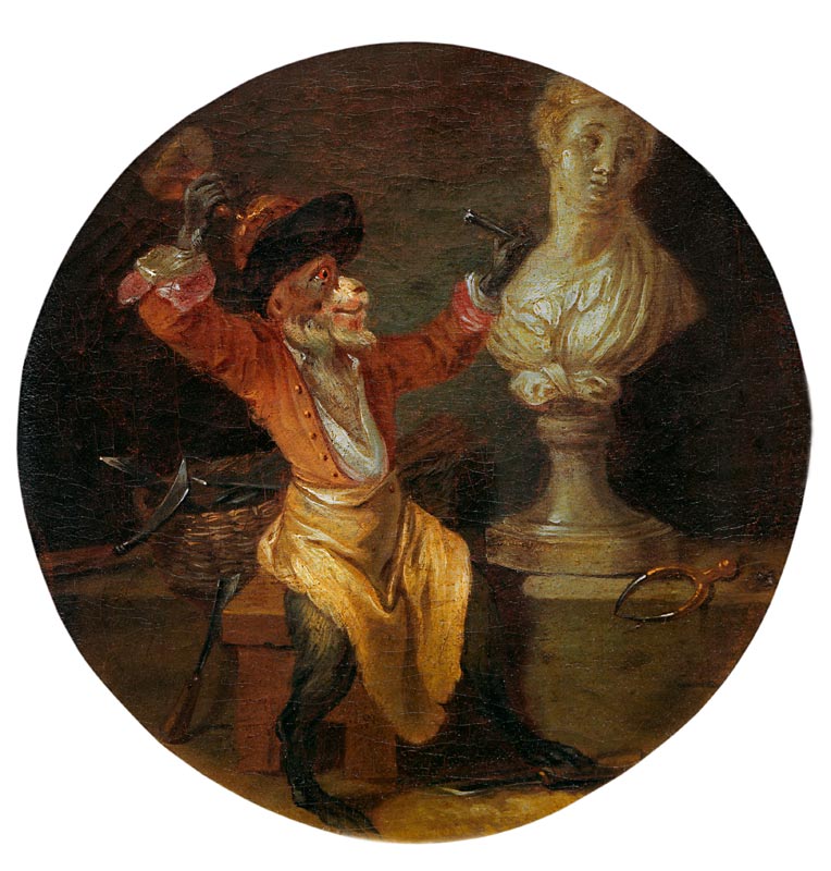 A.Watteau(Nachfolge), Affe als Bildhauer from Jean-Antoine Watteau
