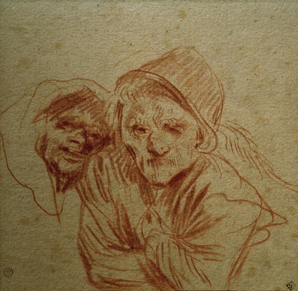 A.Watteau, Zwei grimassierende Alte from Jean-Antoine Watteau