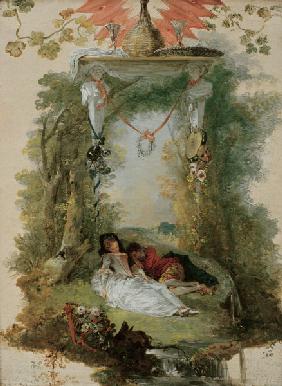 Watteau / Sleeping Lovers / Painting