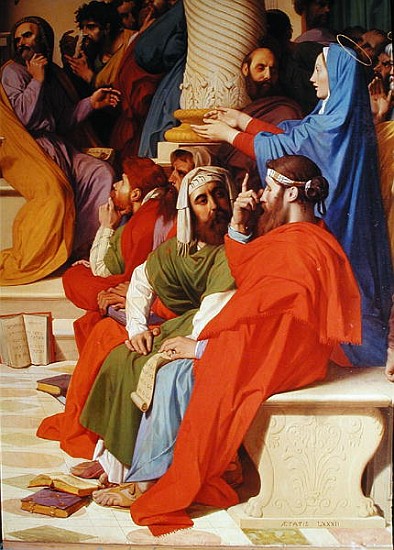 Jesus Among the Doctors, detail of the doctors and the Virgin Mary from Jean Auguste Dominique Ingres