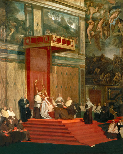 Pope Pius VII (Luigi Barnaba Chiaramonti) (1742-1823) attending chapel from Jean Auguste Dominique Ingres