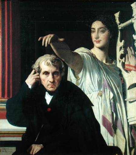 Portrait of the Italian Composer Cherubini (1760-1842) and the Muse of Lyrical Poetry from Jean Auguste Dominique Ingres