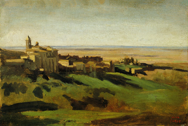 Blick auf Marino in den Albaner Bergen am frühen Morgen from Jean-Baptiste-Camille Corot