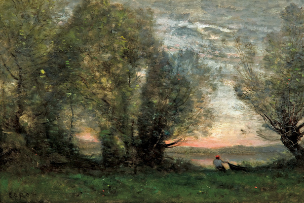 The fisherman, evening effect from Jean-Baptiste-Camille Corot