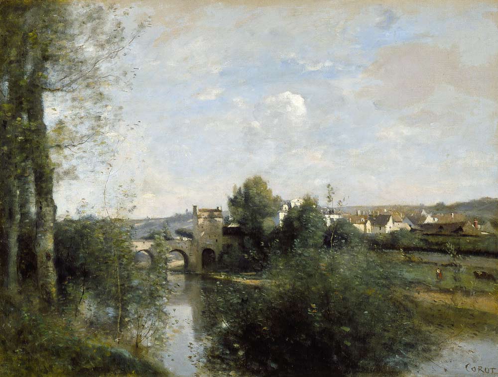 Seine and Old Bridge at Limay from Jean-Baptiste-Camille Corot