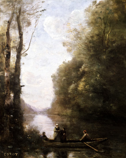 The Ferryman Leaving the Bank with Two Women from Jean-Baptiste-Camille Corot