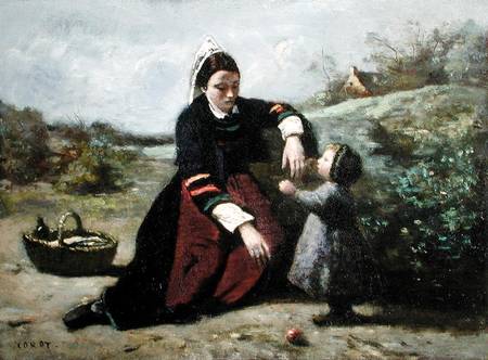 Breton Woman and her Little Girl from Jean-Baptiste-Camille Corot