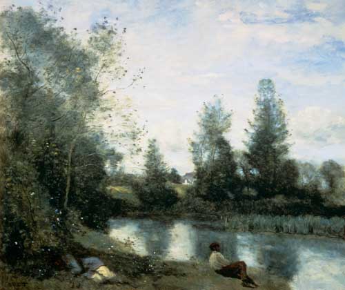 On the river shore from Jean-Baptiste-Camille Corot