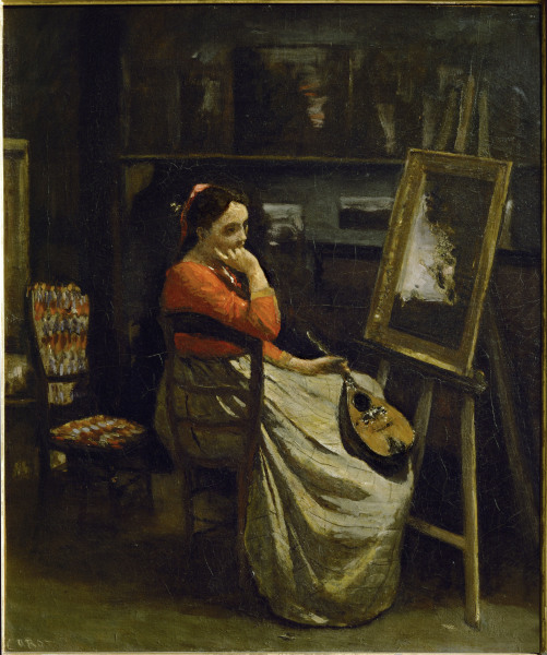 Woman with Mandolin in Studio from Jean-Baptiste-Camille Corot