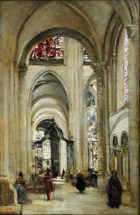 Interior of the Cathedral of St. Etienne, Sens from Jean-Baptiste-Camille Corot