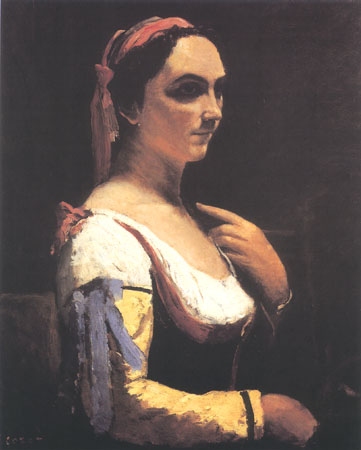 The Italian. The woman with the yellow sleeve from Jean-Baptiste-Camille Corot