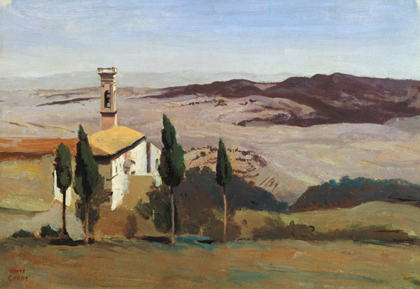 Volterra, Church and Bell Tower from Jean-Baptiste-Camille Corot