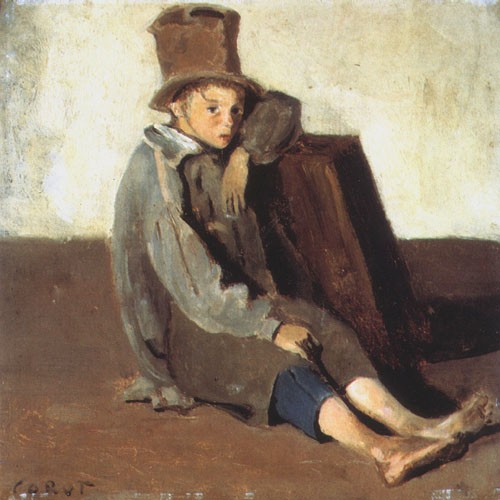 Child with a big hat from Jean-Baptiste-Camille Corot