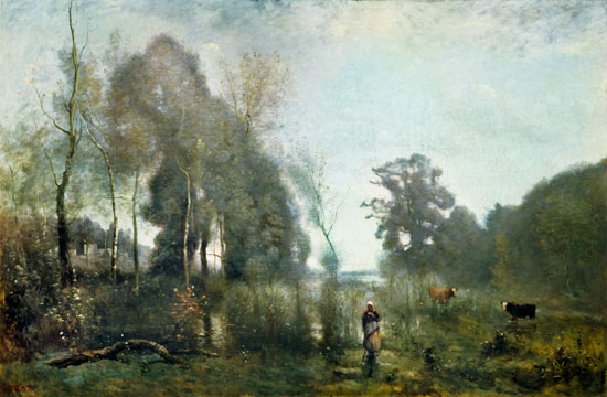 The pond at Ville d'Avray from Jean-Baptiste-Camille Corot