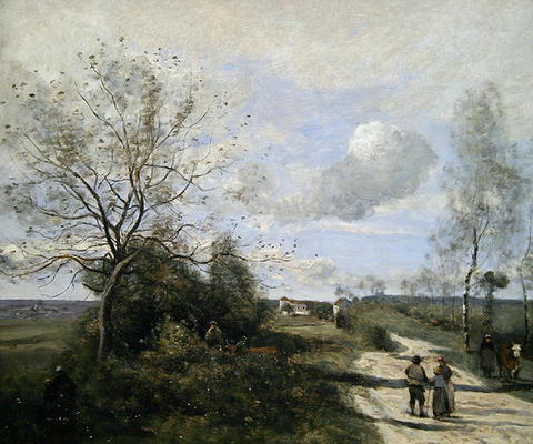 Saintry, near Corbeil, the white road (oil on canvas) from Jean-Baptiste-Camille Corot
