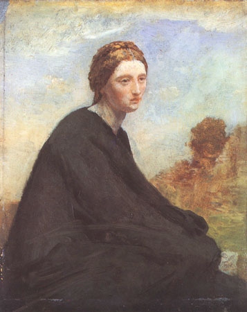 Pondering girl from Jean-Baptiste-Camille Corot