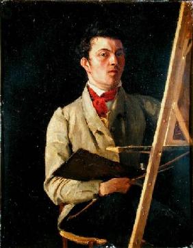 Self Portrait, Sitting next to an Easel
