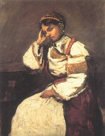 The dreaming gipsy from Jean-Baptiste-Camille Corot