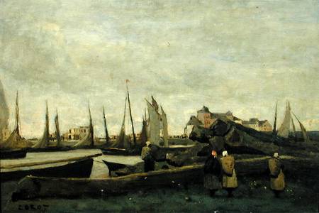 Treport - A Quay from Jean-Baptiste-Camille Corot