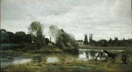 Ville d'Avray, Horses Watering from Jean-Baptiste-Camille Corot