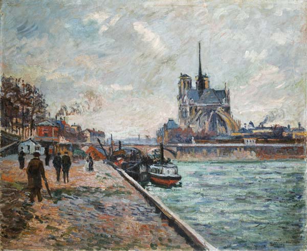 Seinequai in Paris with look on Notre lady from Jean-Baptiste Armand Guillaumin