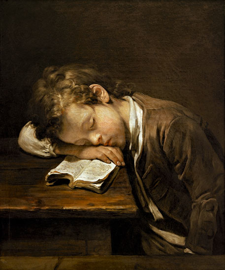 the sleeping schoolboy from Jean Baptiste Greuze