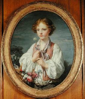 Young Boy with a Basket of Flowers