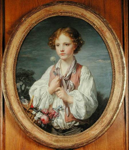 Young Boy with a Basket of Flowers from Jean Baptiste Greuze