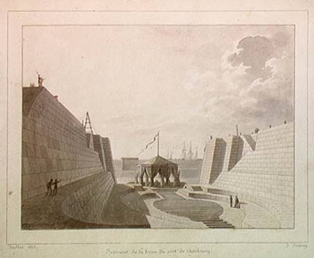 Dry dock at Cherbourg, July 1813 (pen from Jean-Baptiste Isabey